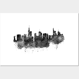 Frankfurt Black and White Skyline Posters and Art